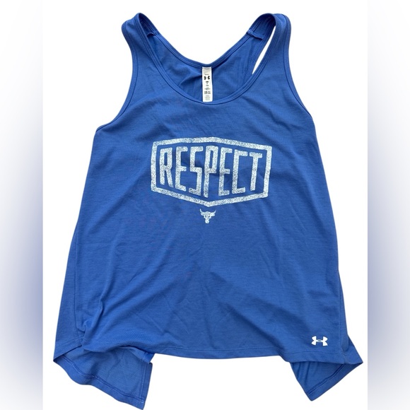Under Armour Project Rock Bull Respect Tank Top Womens Blue Size Small Workout - Picture 1 of 7